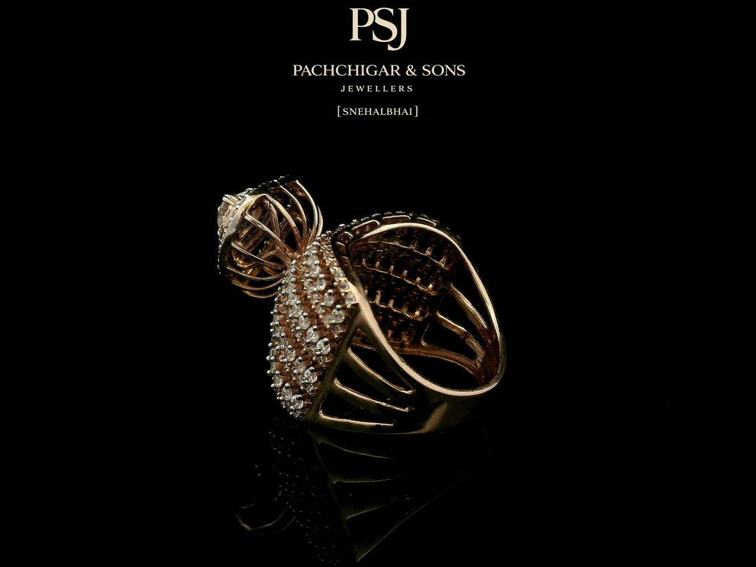 Heart-Shaped Diamond Statement Ring with Layered Band Design