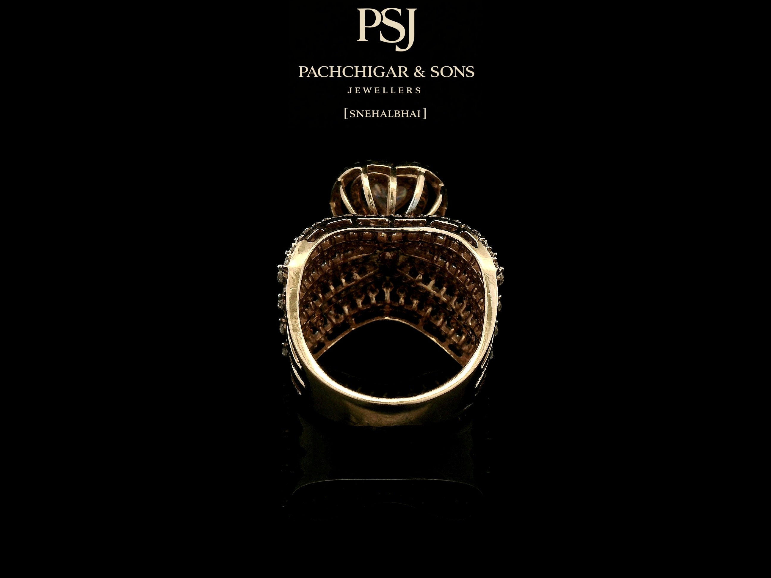 Heart-Shaped Diamond Statement Ring with Layered Band Design