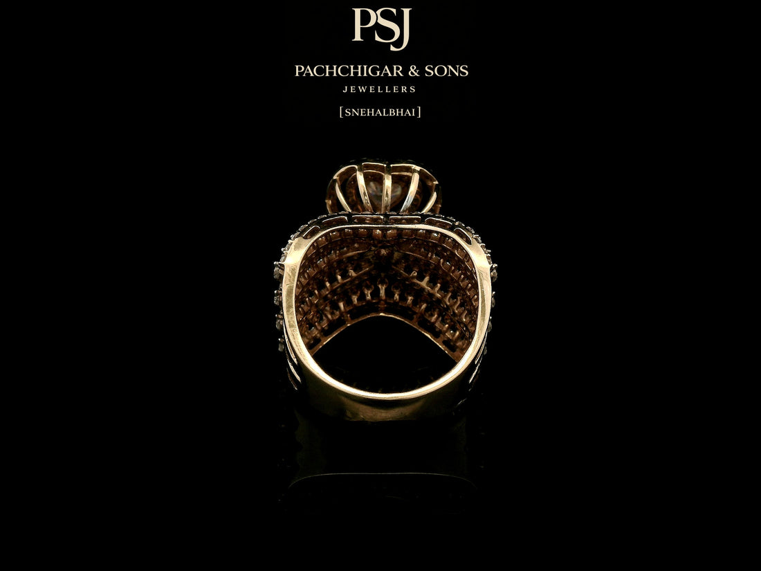 Heart-Shaped Diamond Statement Ring with Layered Band Design