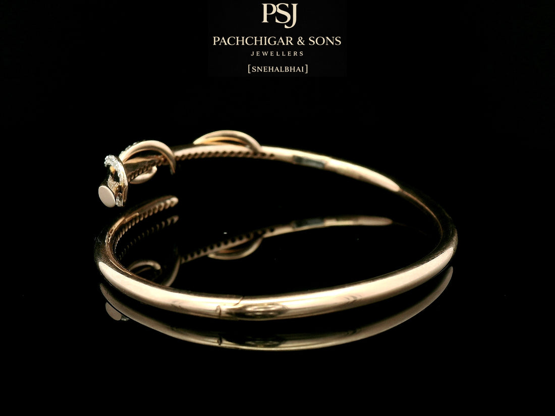 Elegant Infinity Diamond Open Bangle in Rose Gold