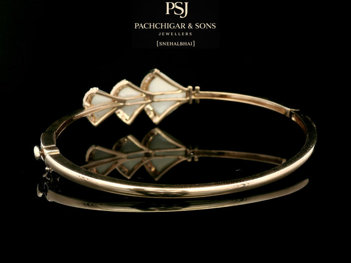 Modern Mother of Pearl Diamond Bangle in Rose Gold