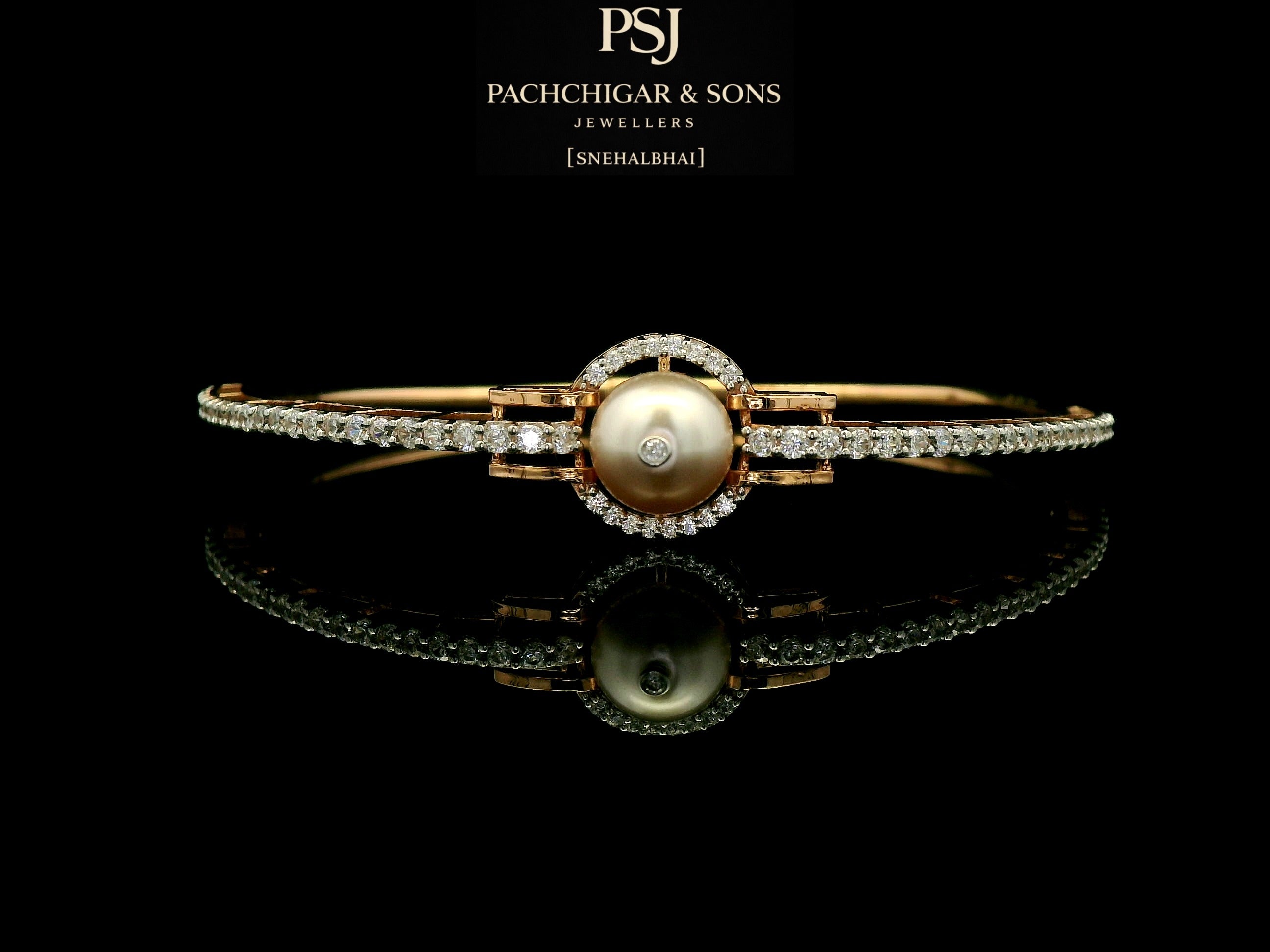 Elegant Pearl and Diamond Halo Bracelets in Gold