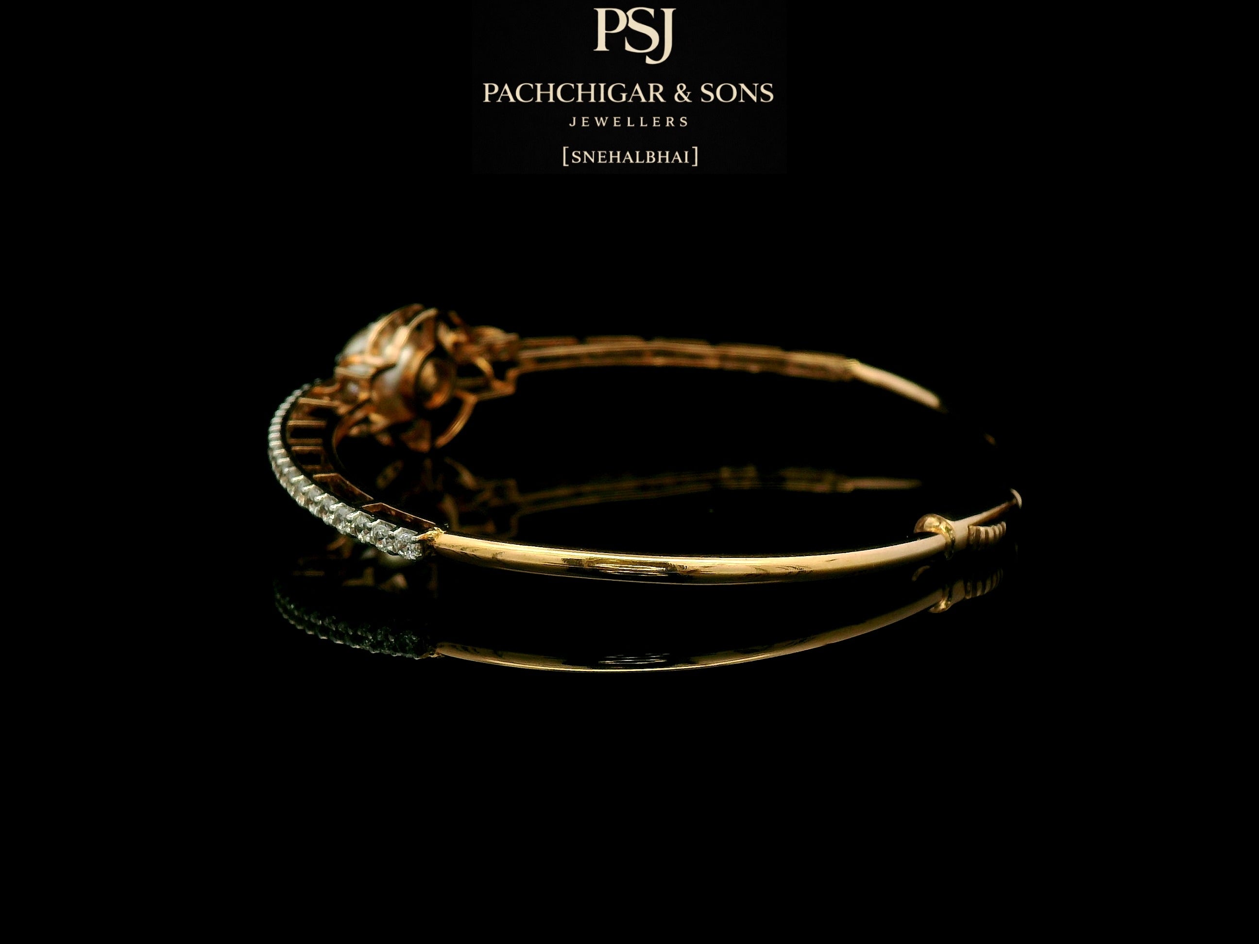 Elegant Pearl and Diamond Halo Bracelets in Gold
