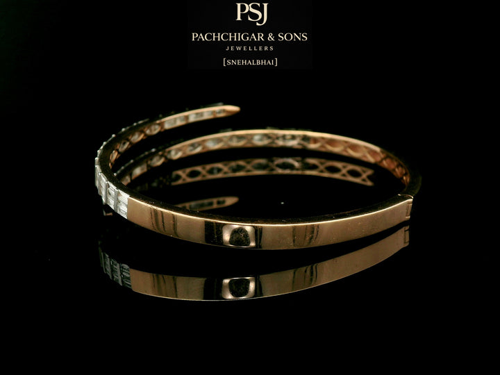 Baguette Diamond Open Cuff Bangle in Gold