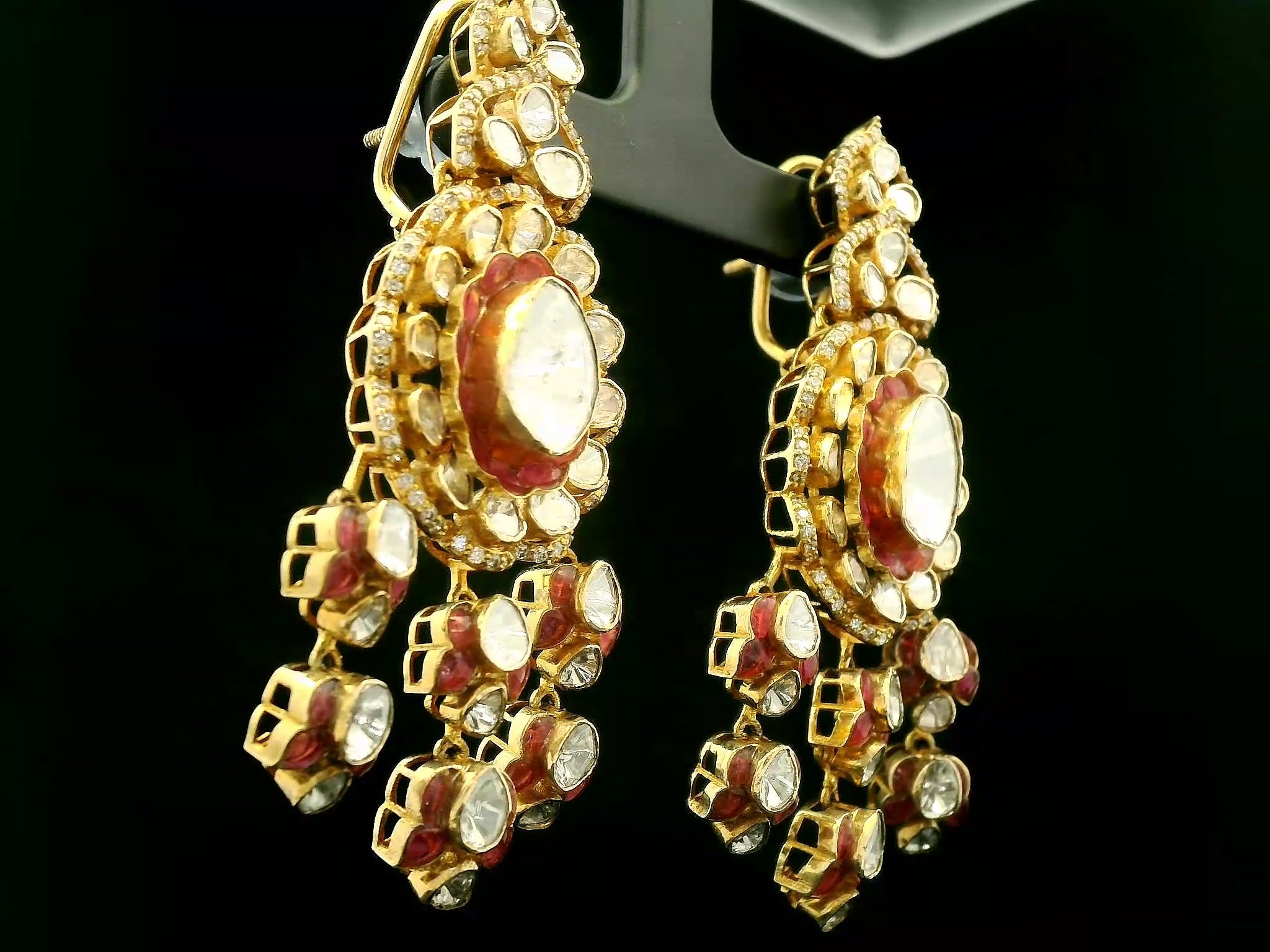 Royal Kundan Chandbali Drop Earrings with Ruby Accents