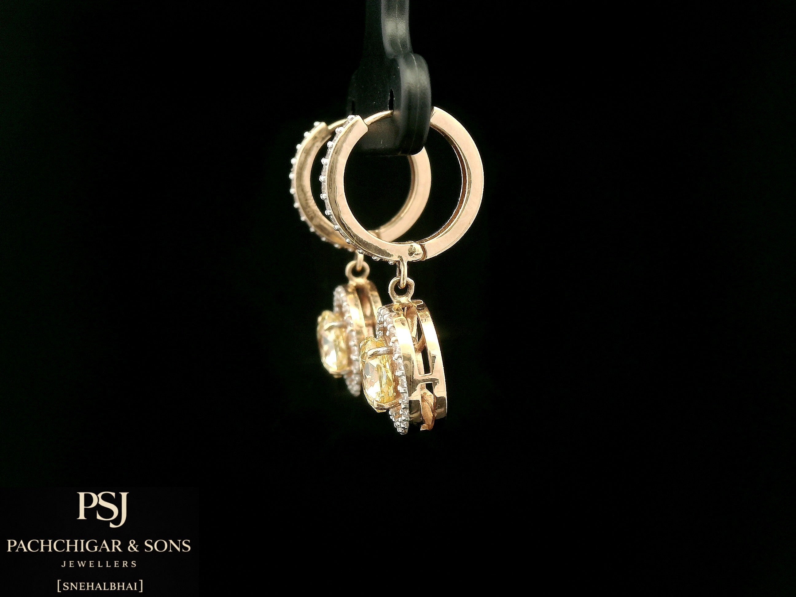 Round Halo Diamond Drop Earrings