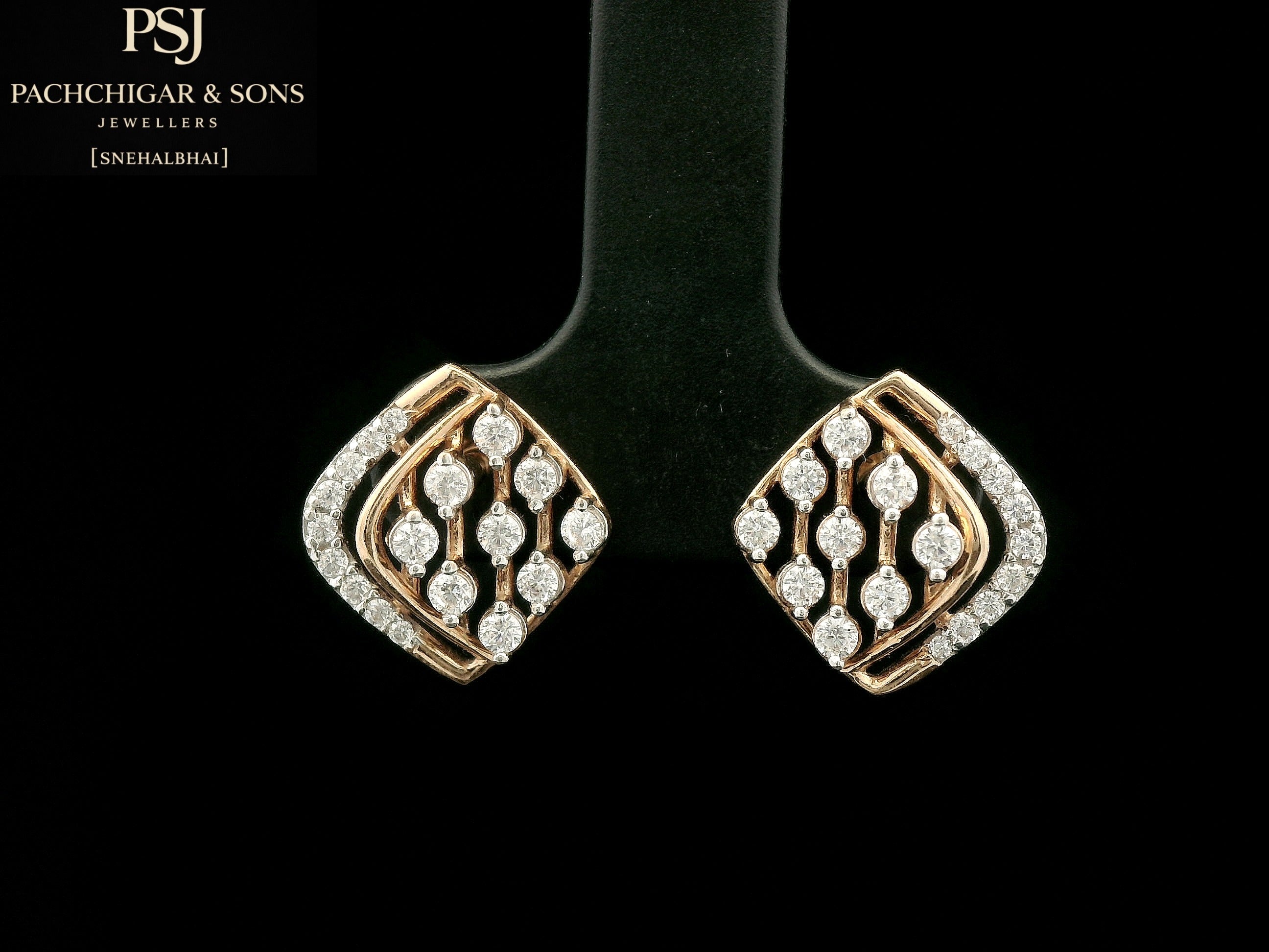 Geometric Diamond Stud Earrings