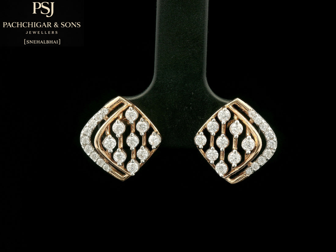 Geometric Diamond Stud Earrings