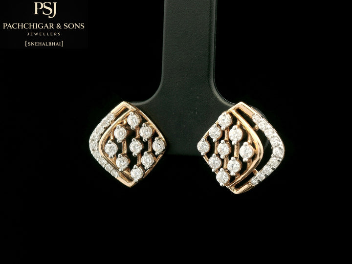 Geometric Diamond Stud Earrings