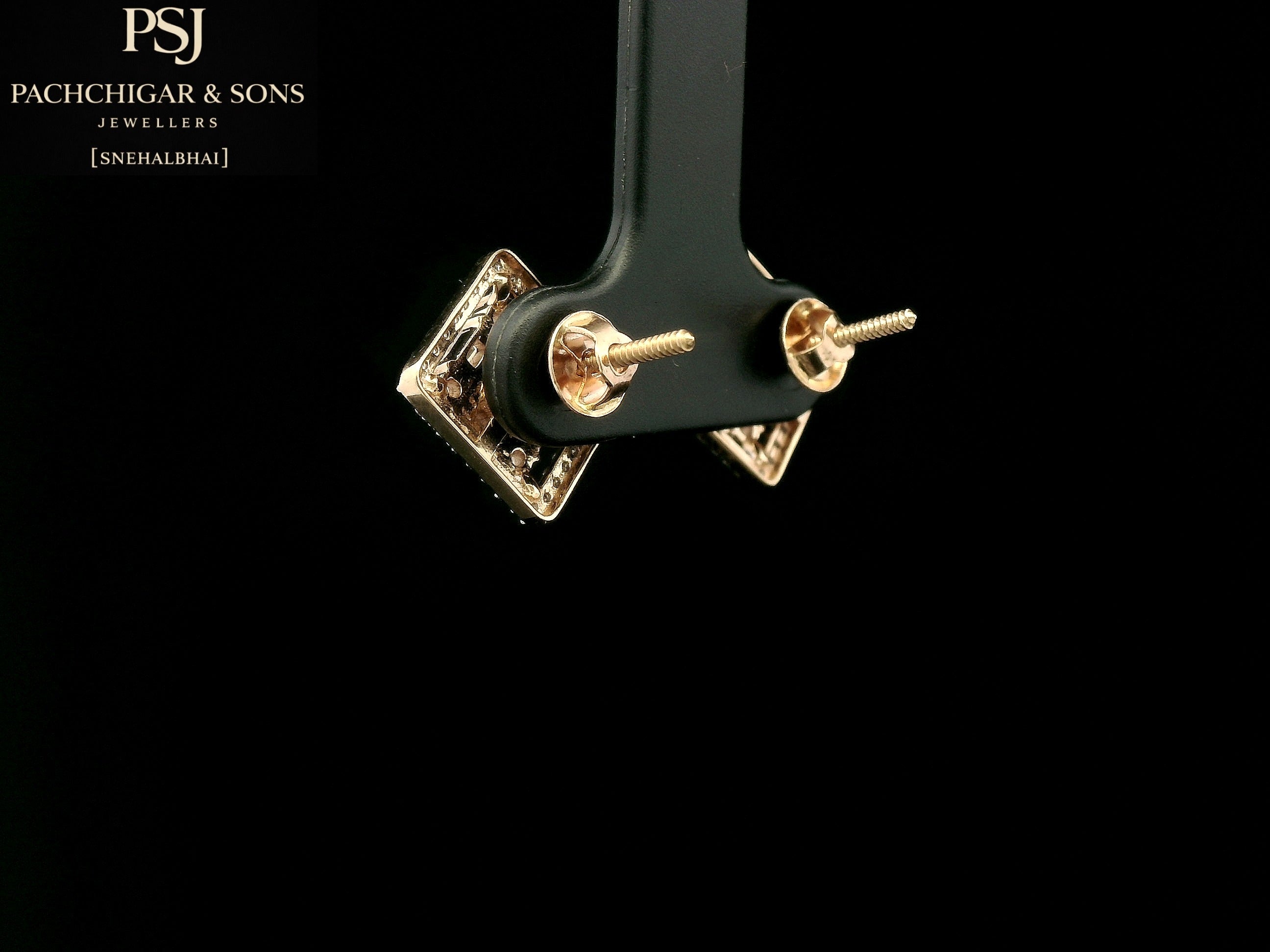 Square Halo Diamond Stud Earrings