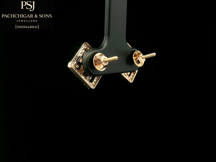 Square Halo Diamond Stud Earrings