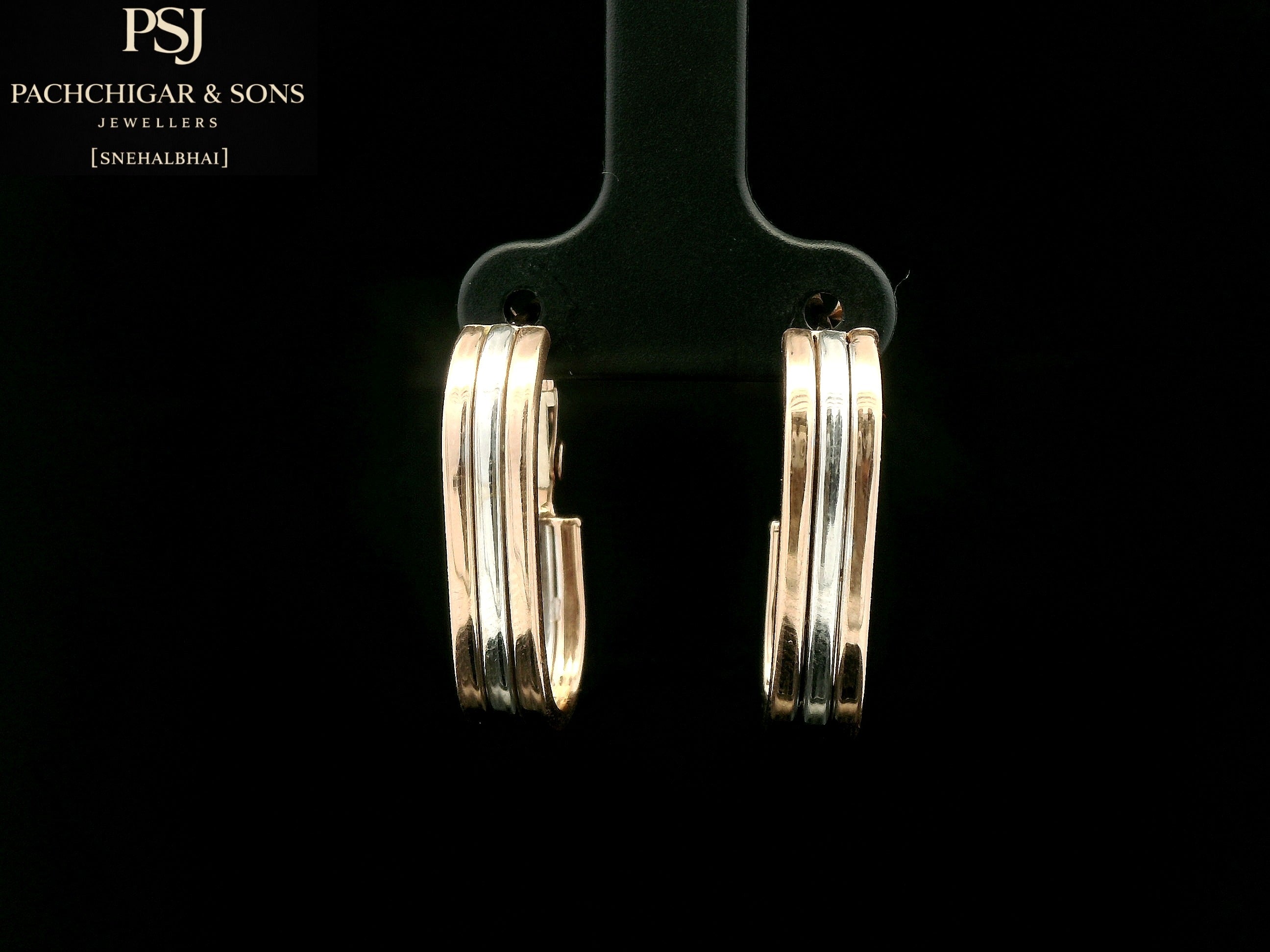 Dual Tone Oval Hoop Earrings