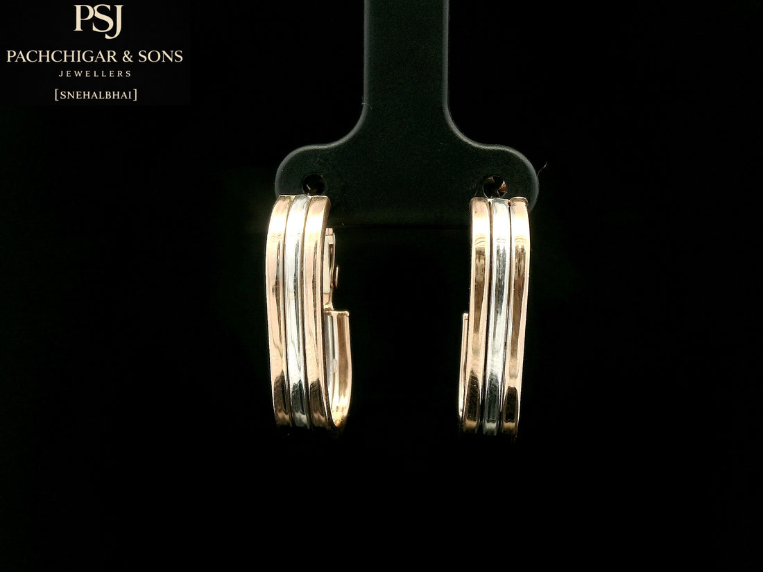 Dual Tone Oval Hoop Earrings