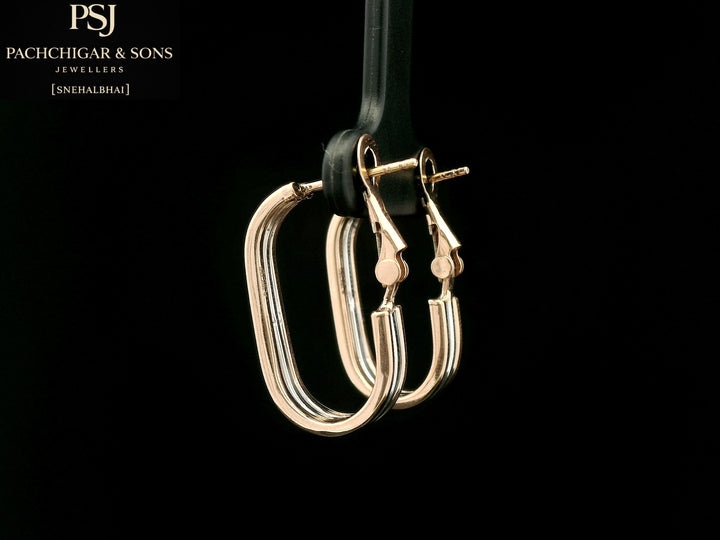 Dual Tone Oval Hoop Earrings