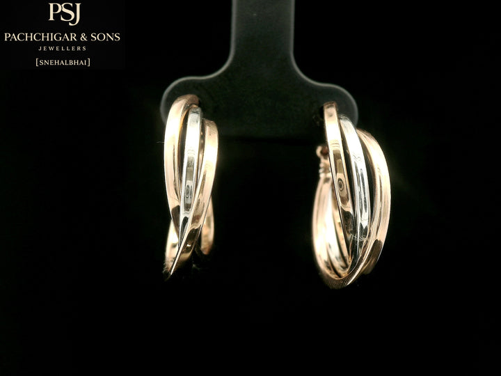 Dual Tone Twisted Hoop Earrings