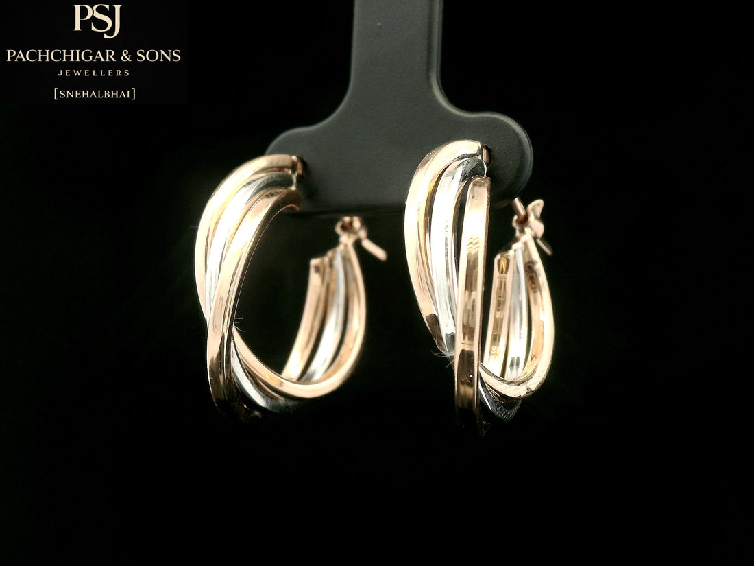 Dual Tone Twisted Hoop Earrings