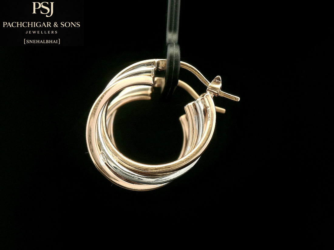 Dual Tone Twisted Hoop Earrings
