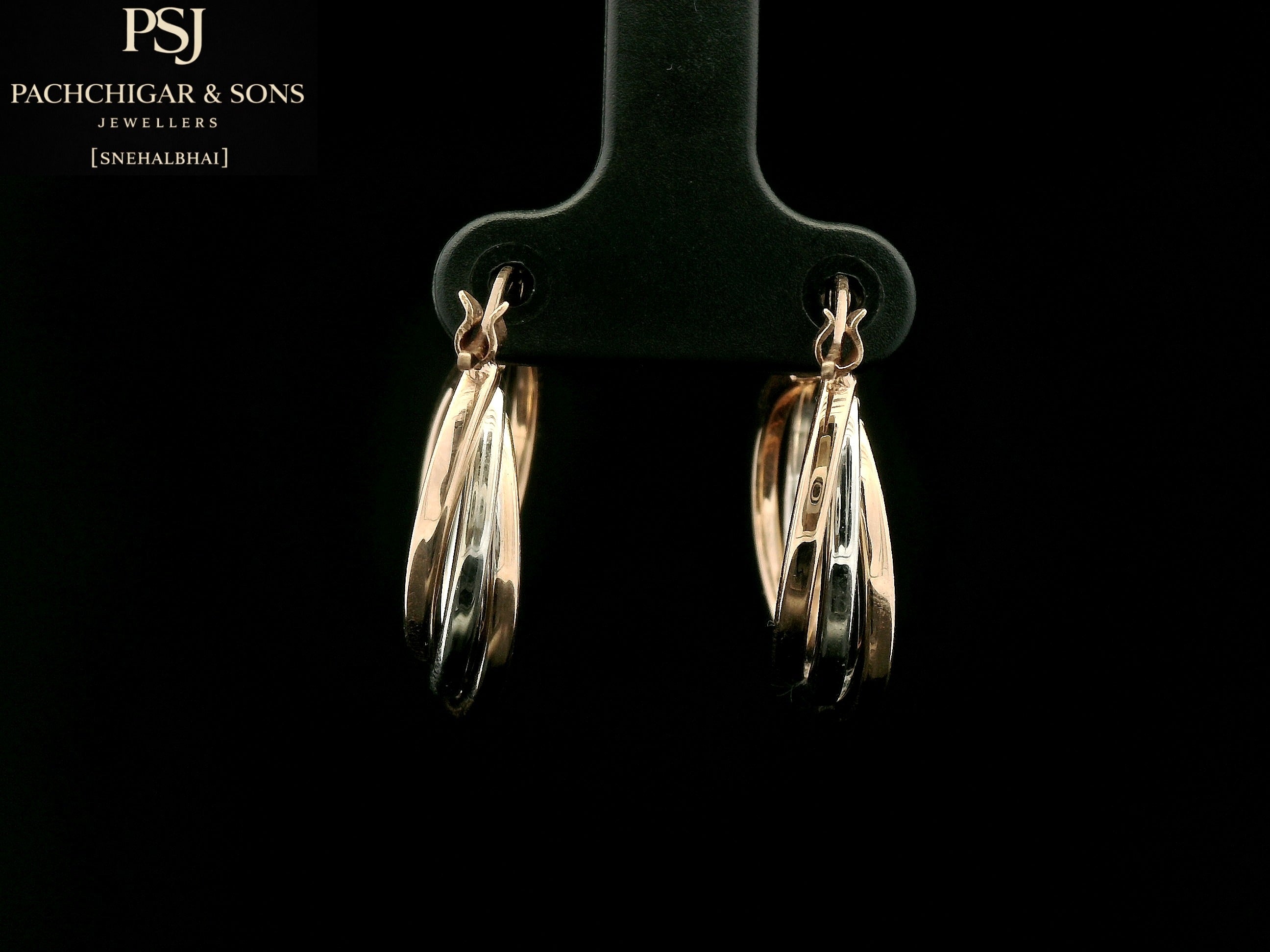 Dual Tone Twisted Hoop Earrings