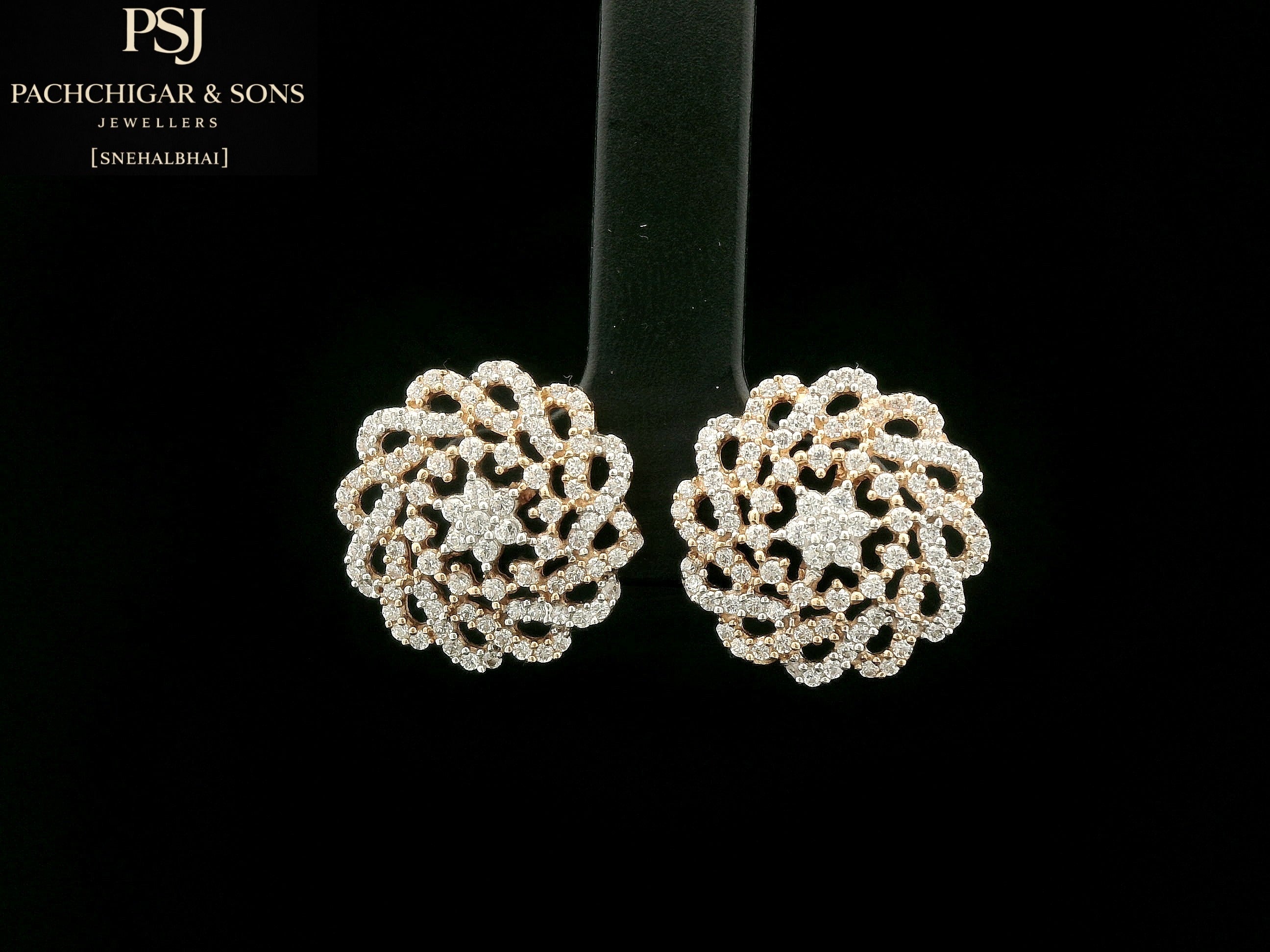 Floral Diamond Stud Earrings