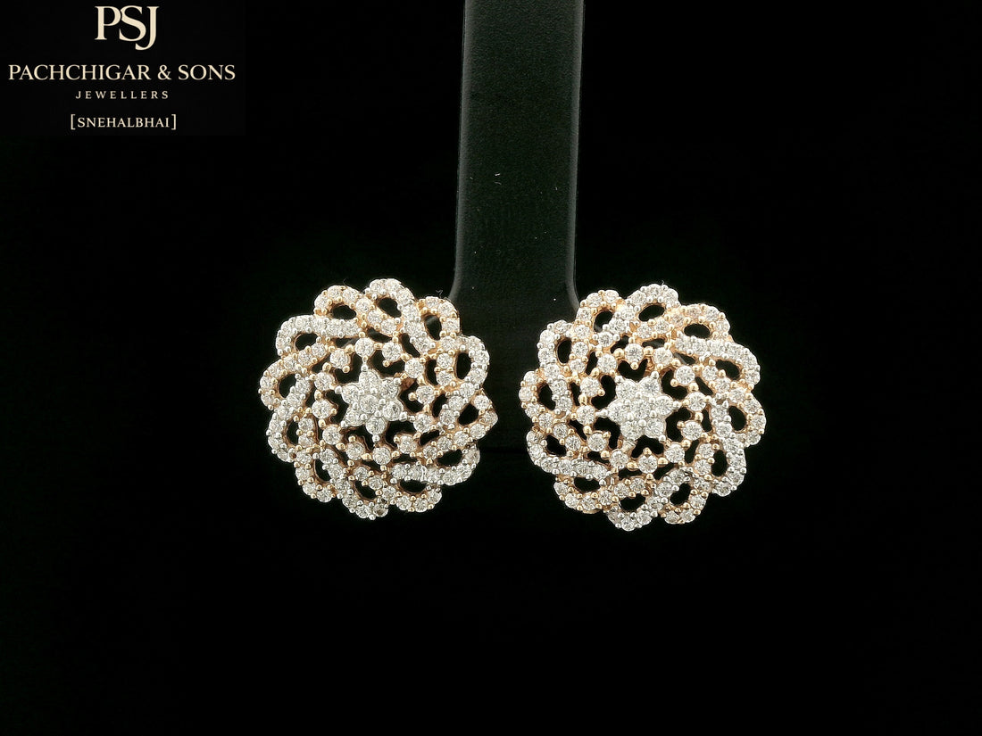 Floral Diamond Stud Earrings