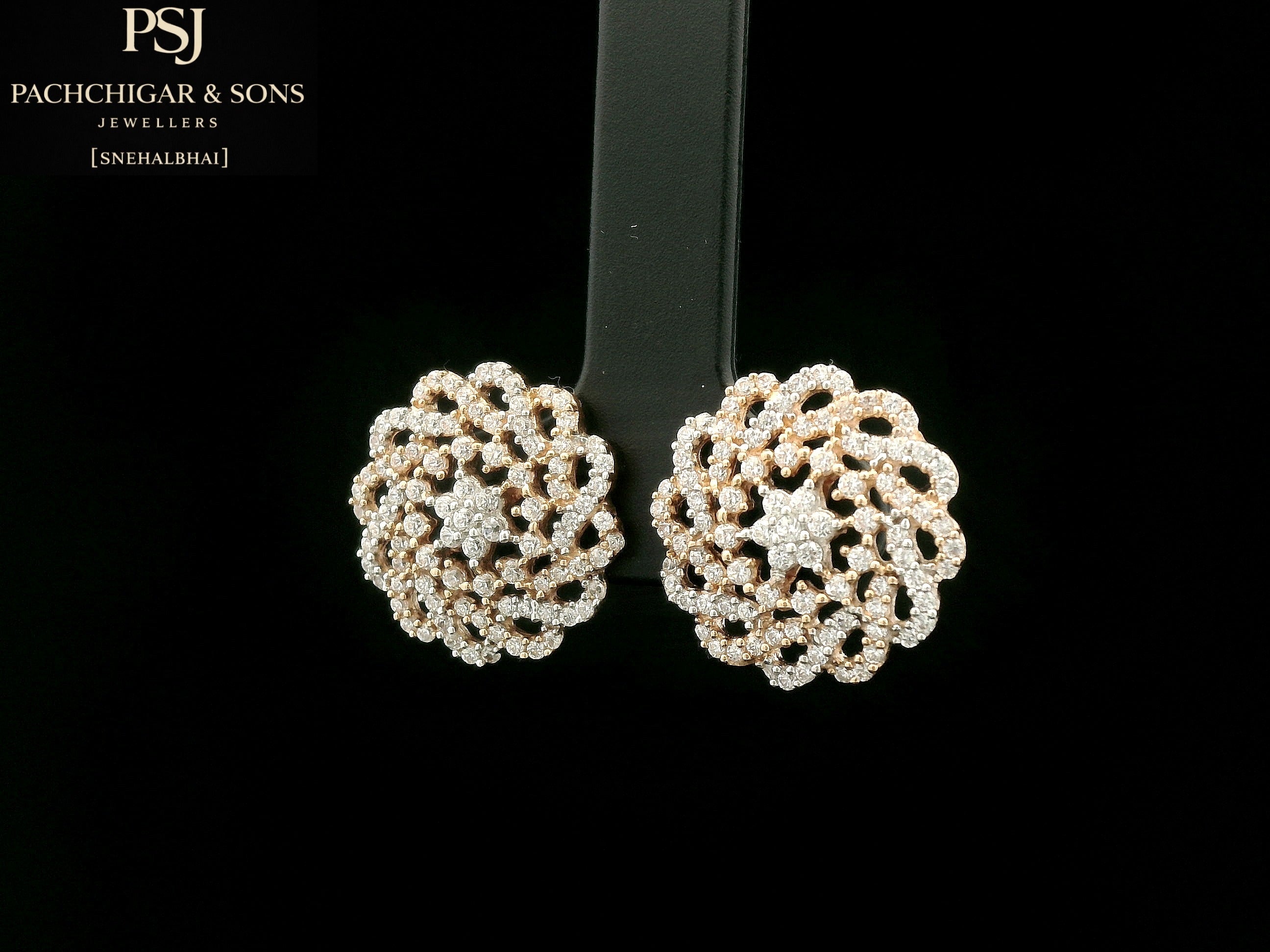 Floral Diamond Stud Earrings