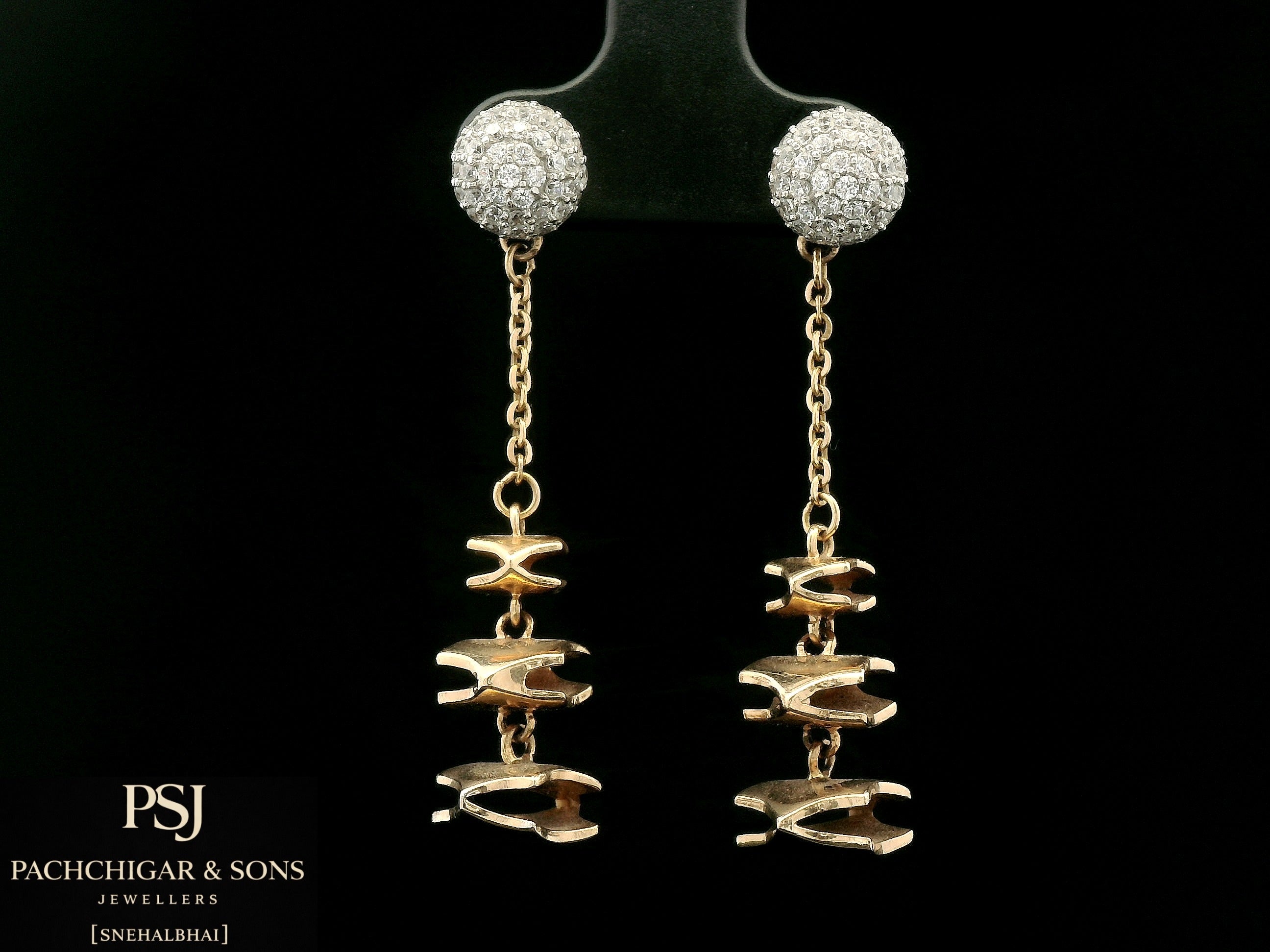 Diamond Ball Chain Drop Earrings