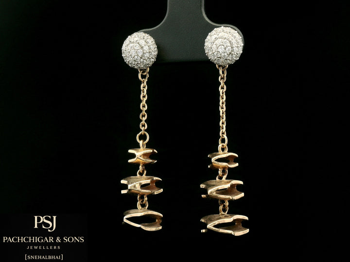 Diamond Ball Chain Drop Earrings