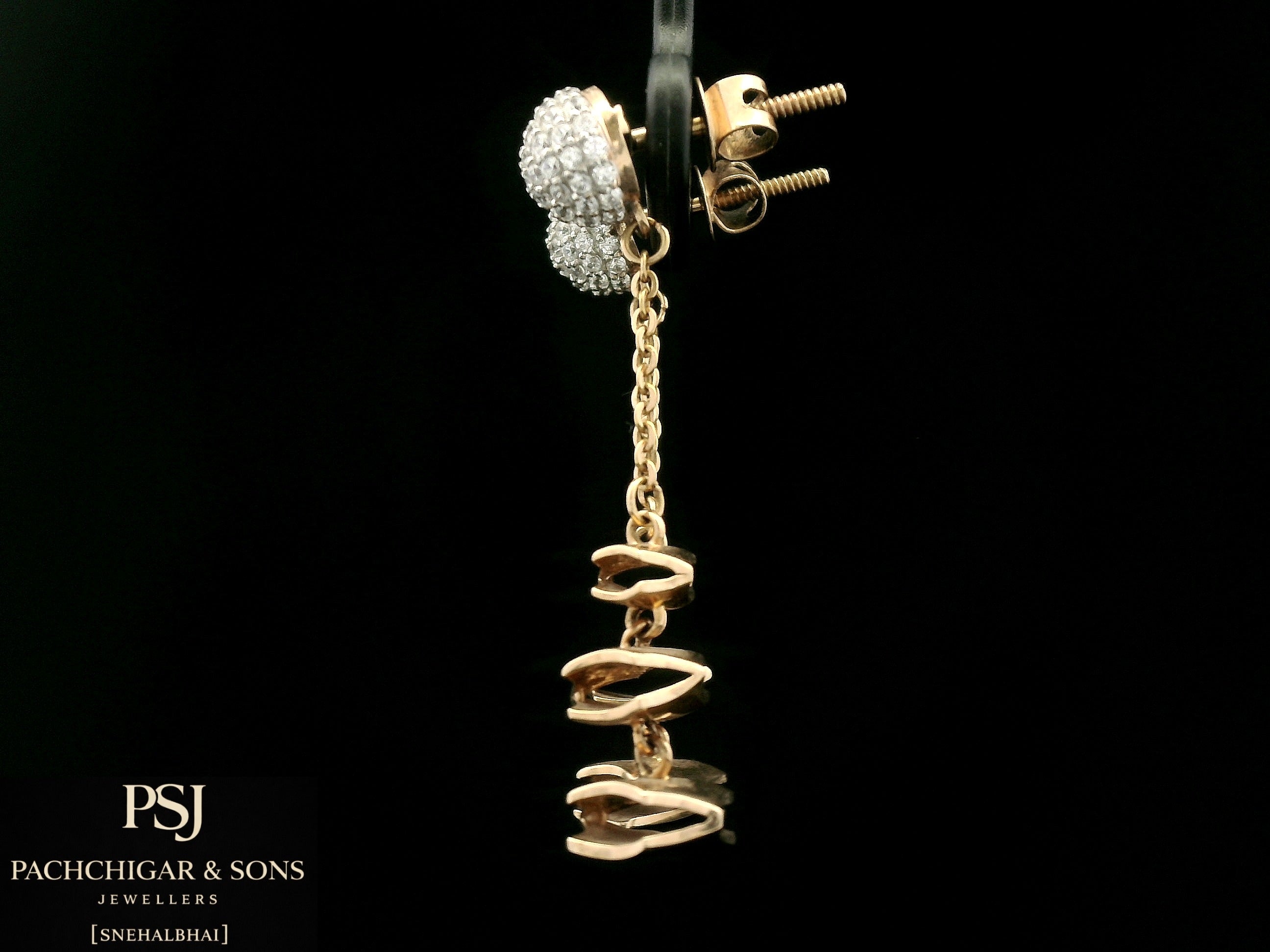 Diamond Ball Chain Drop Earrings