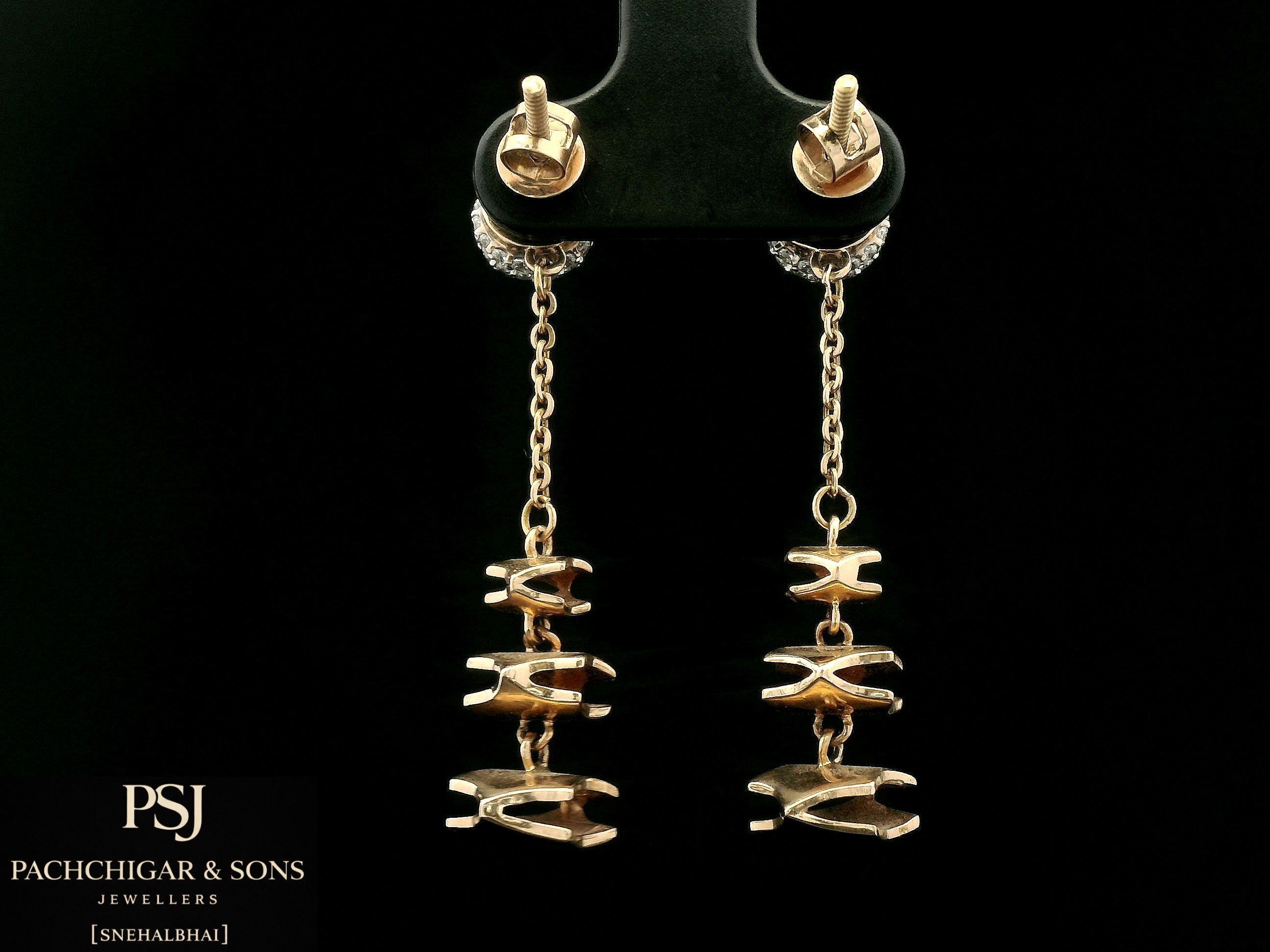 Diamond Ball Chain Drop Earrings