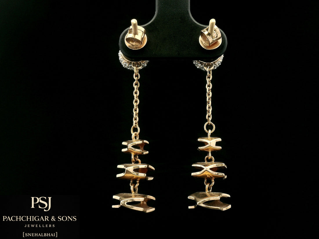 Diamond Ball Chain Drop Earrings
