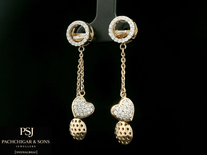 Heart Drop Diamond Earrings