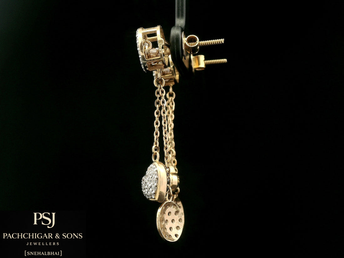 Heart Drop Diamond Earrings