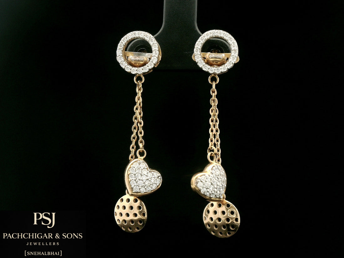 Heart Drop Diamond Earrings