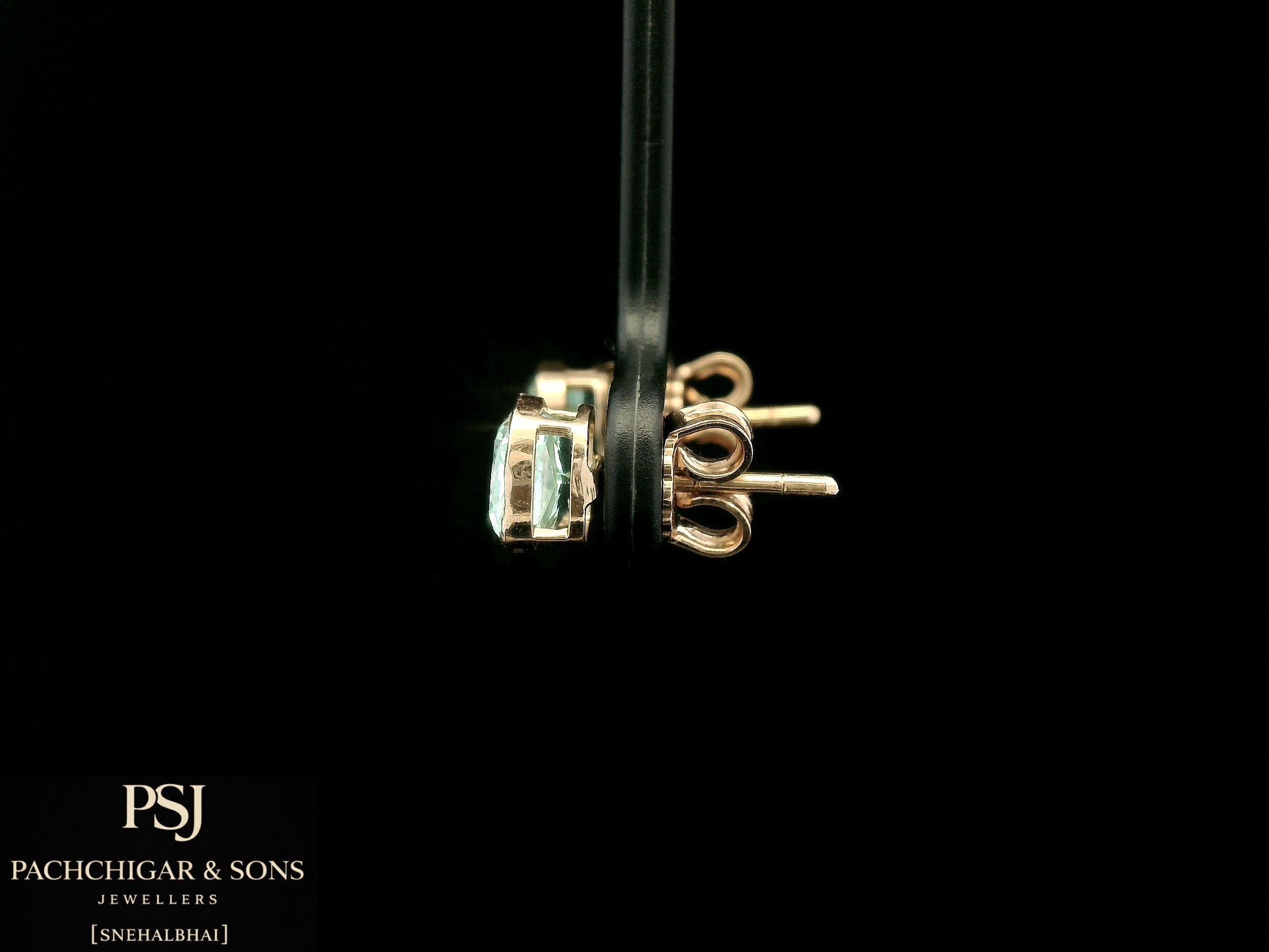 Cushion Cut Aqua Stone Stud Earrings