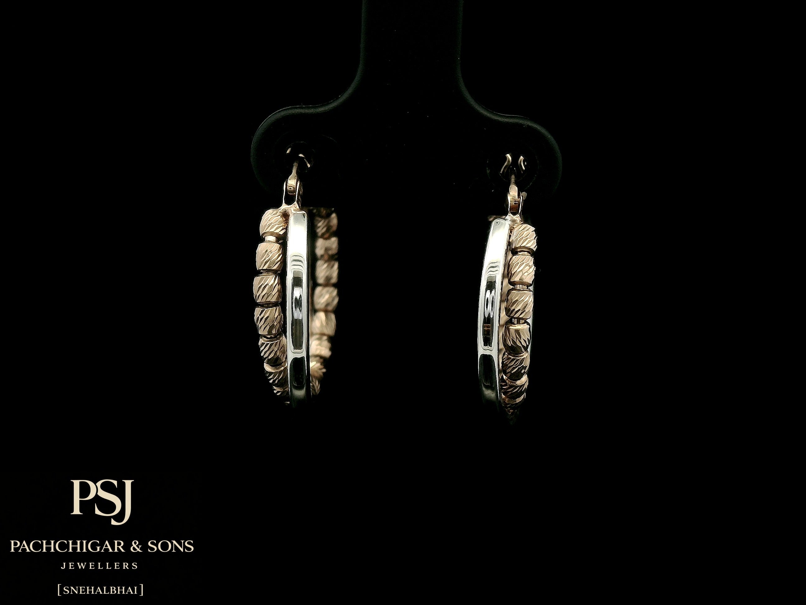 Textured Dual Tone Hoop Earrings