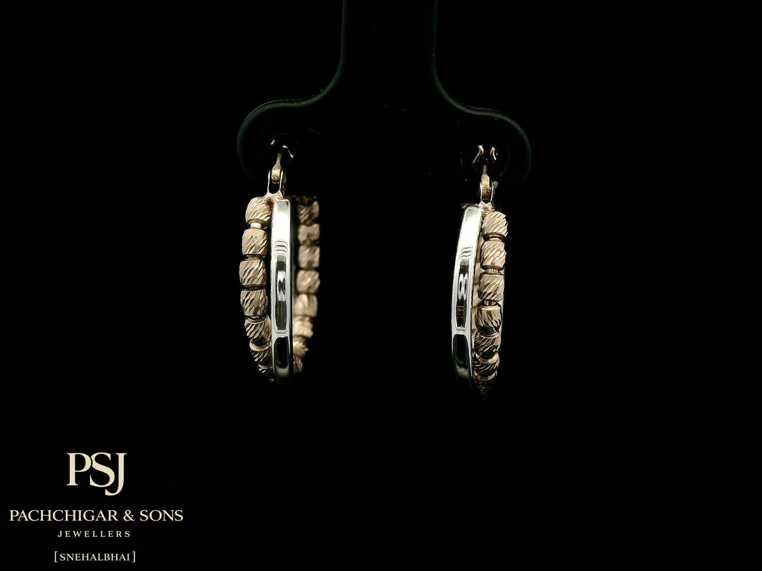 Textured Dual Tone Hoop Earrings
