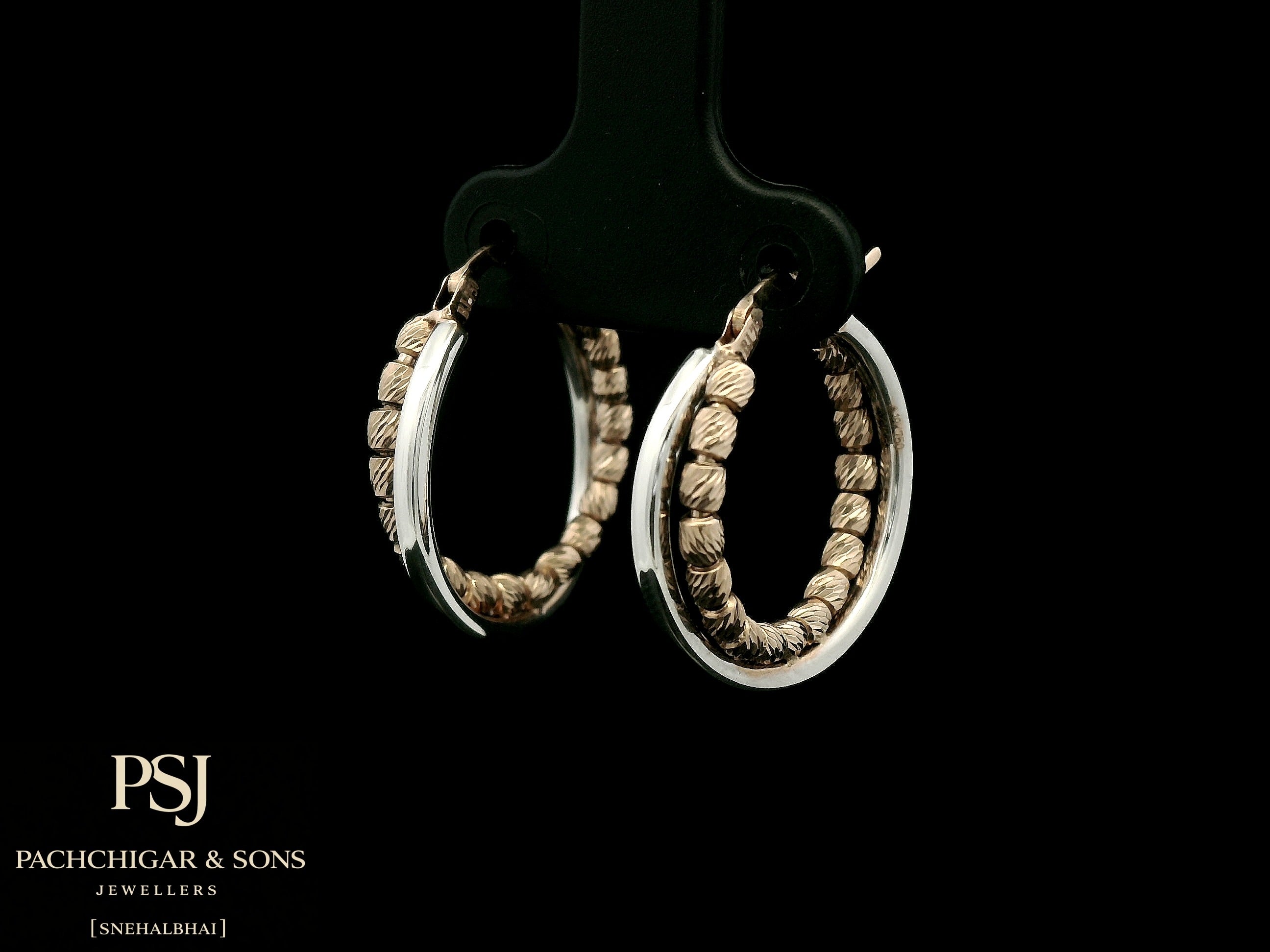 Textured Dual Tone Hoop Earrings