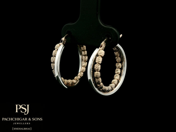 Textured Dual Tone Hoop Earrings