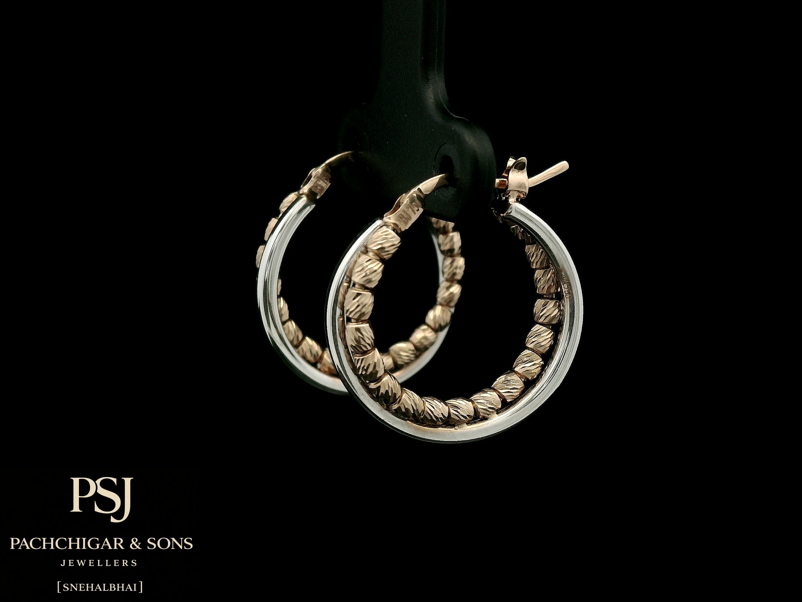 Textured Dual Tone Hoop Earrings