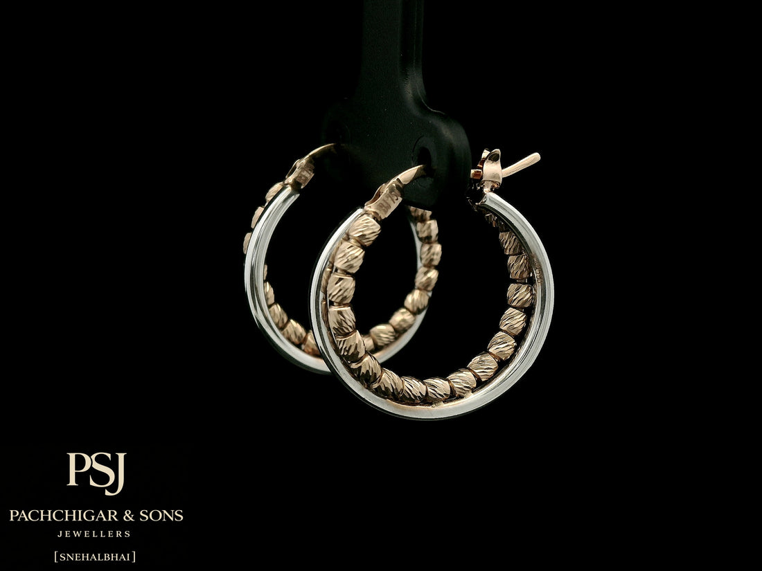 Textured Dual Tone Hoop Earrings