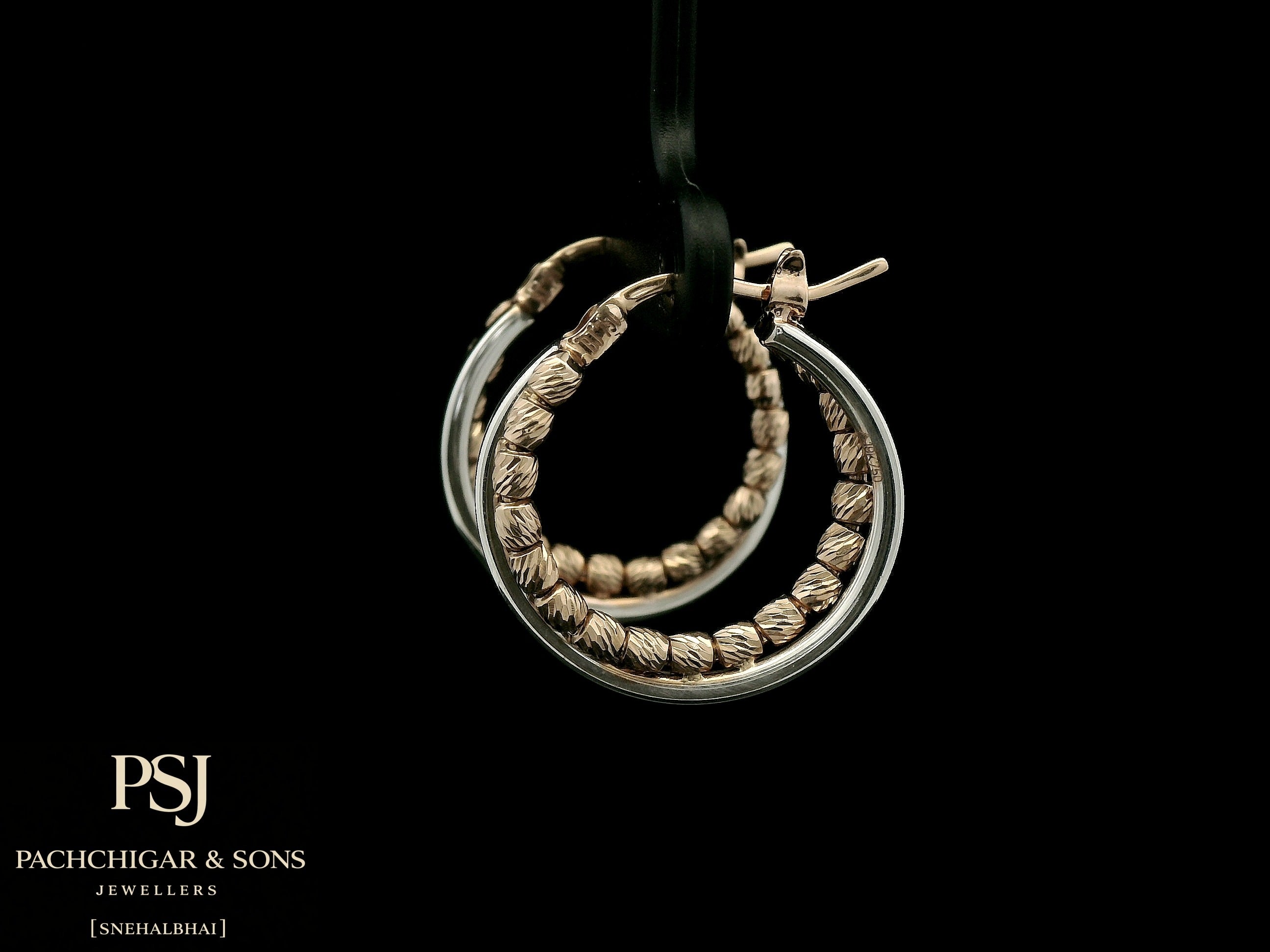 Textured Dual Tone Hoop Earrings