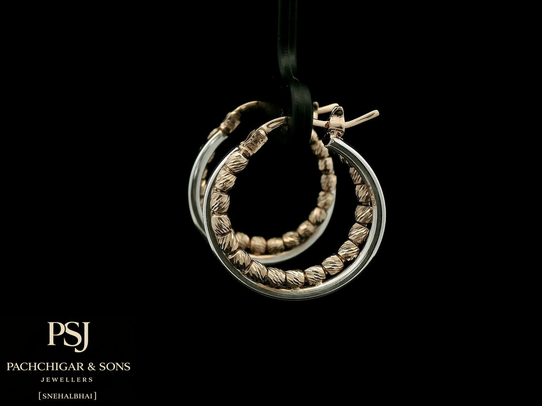 Textured Dual Tone Hoop Earrings