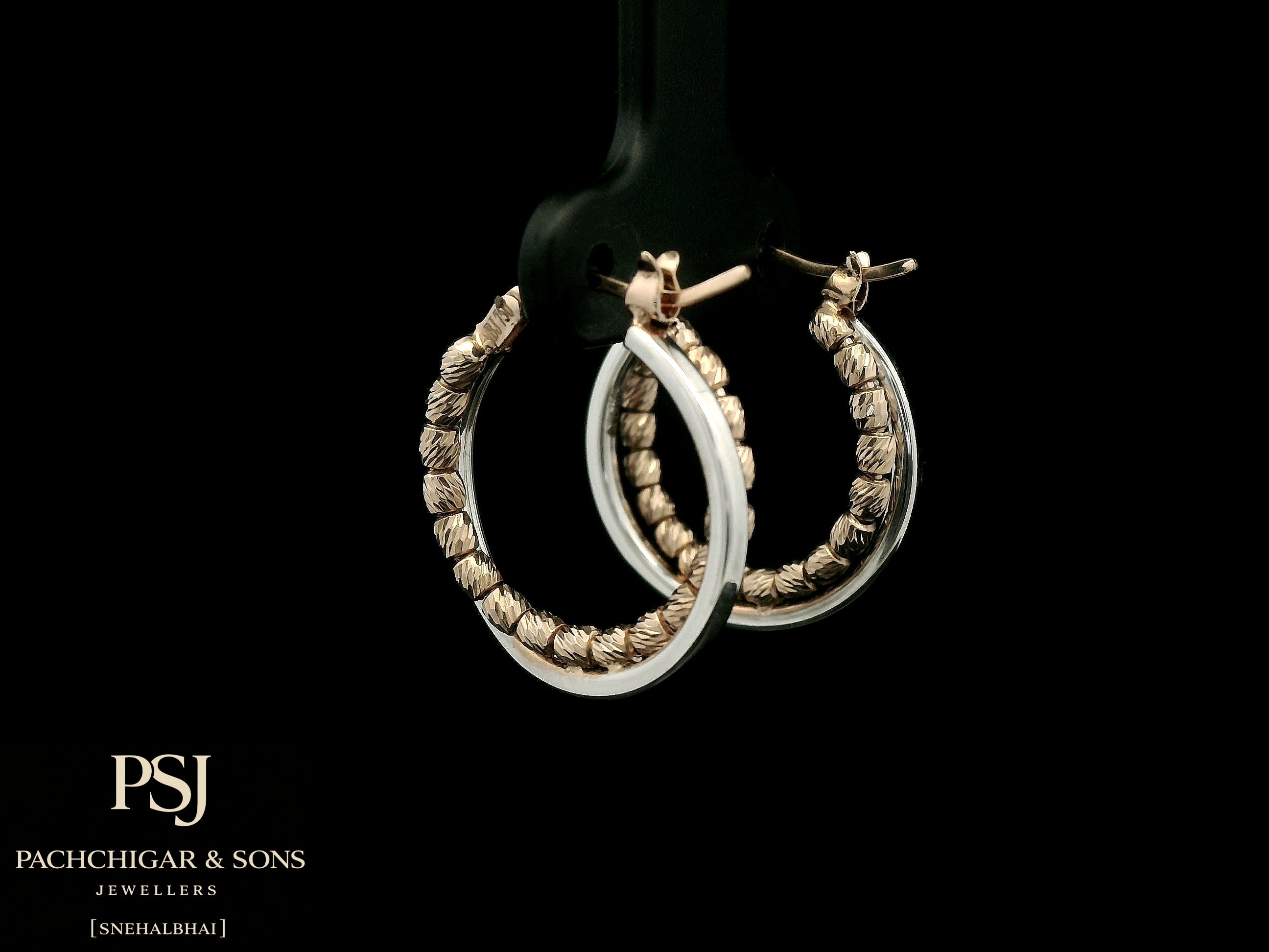 Textured Dual Tone Hoop Earrings