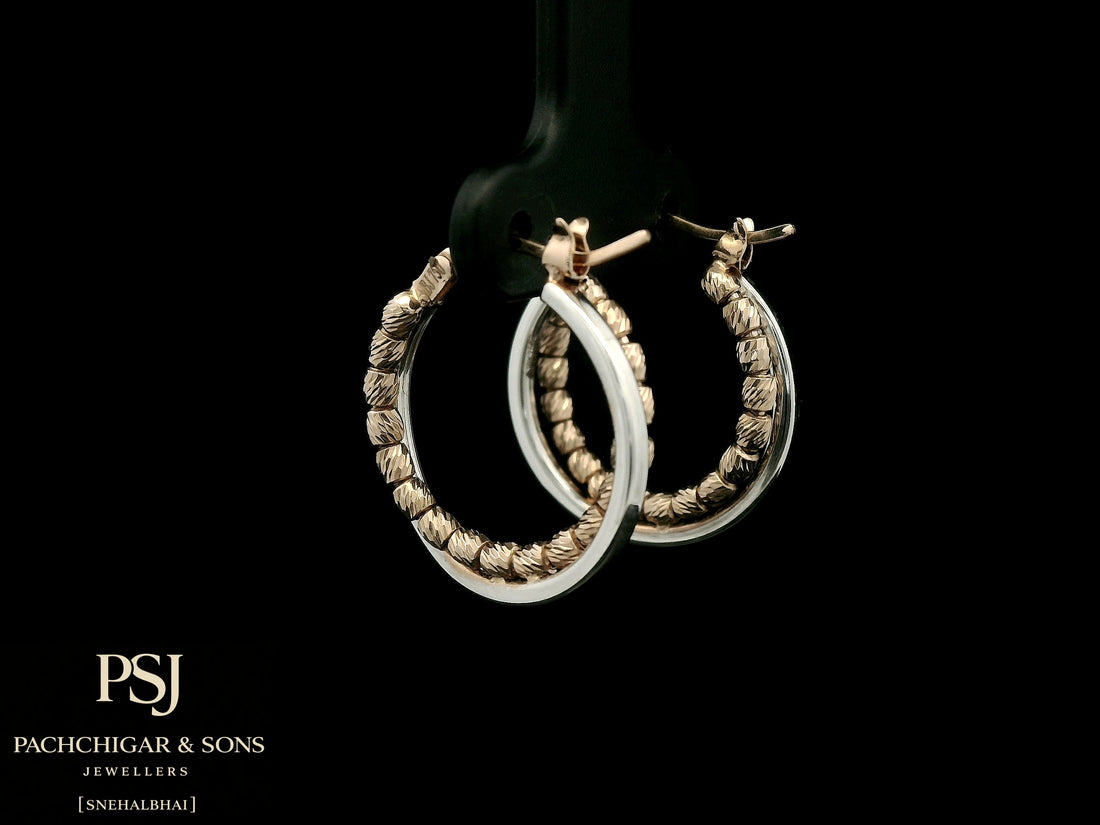Textured Dual Tone Hoop Earrings