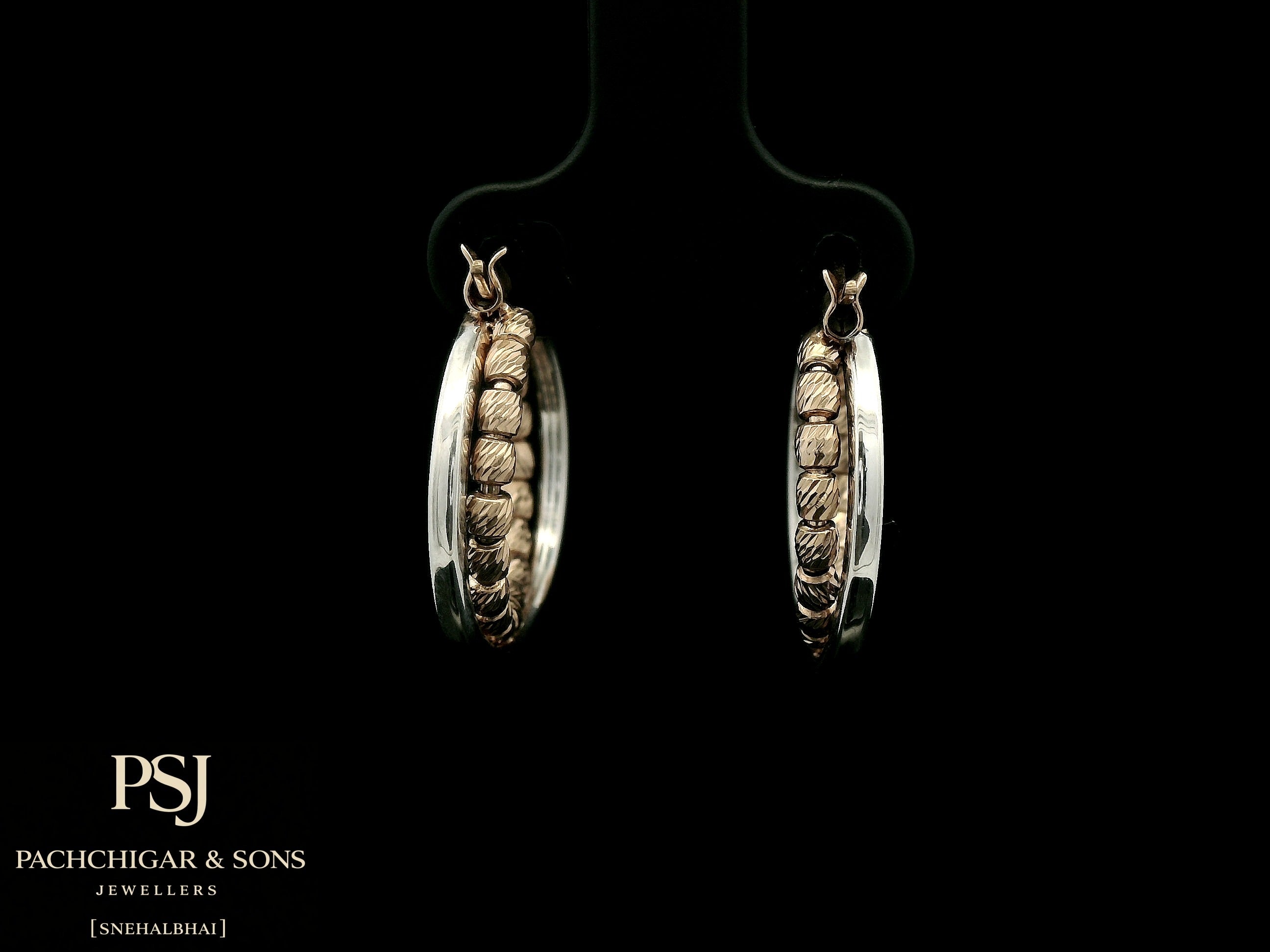 Textured Dual Tone Hoop Earrings