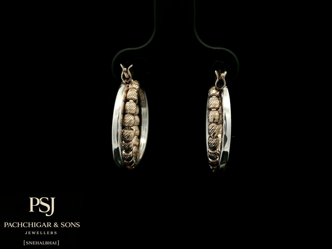 Textured Dual Tone Hoop Earrings