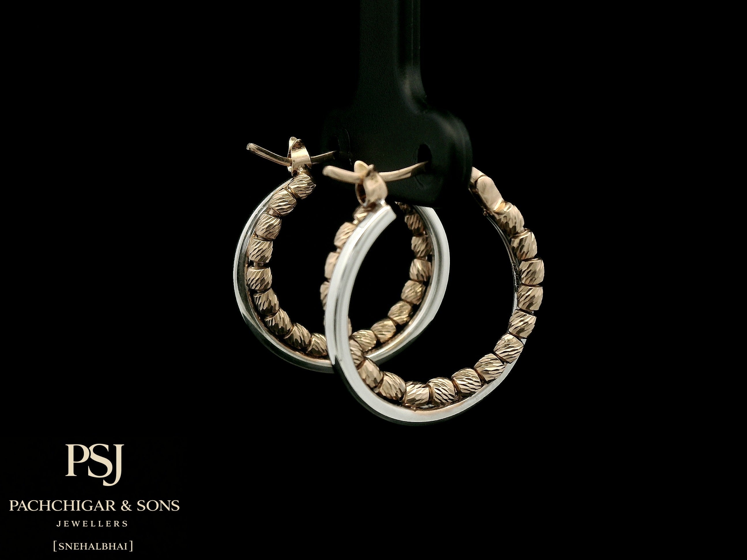 Textured Dual Tone Hoop Earrings