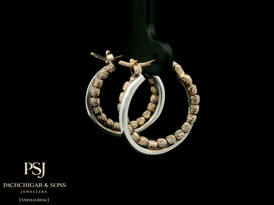 Textured Dual Tone Hoop Earrings