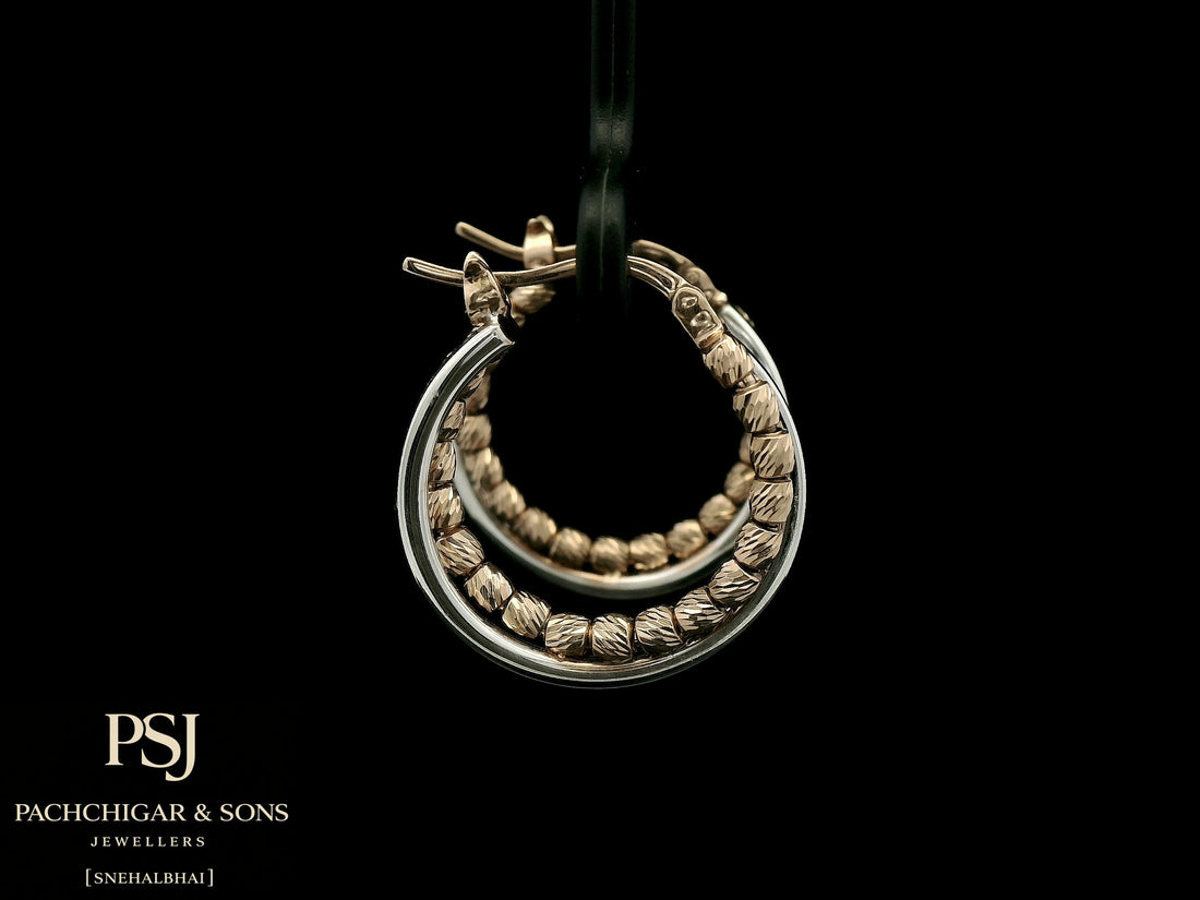 Textured Dual Tone Hoop Earrings