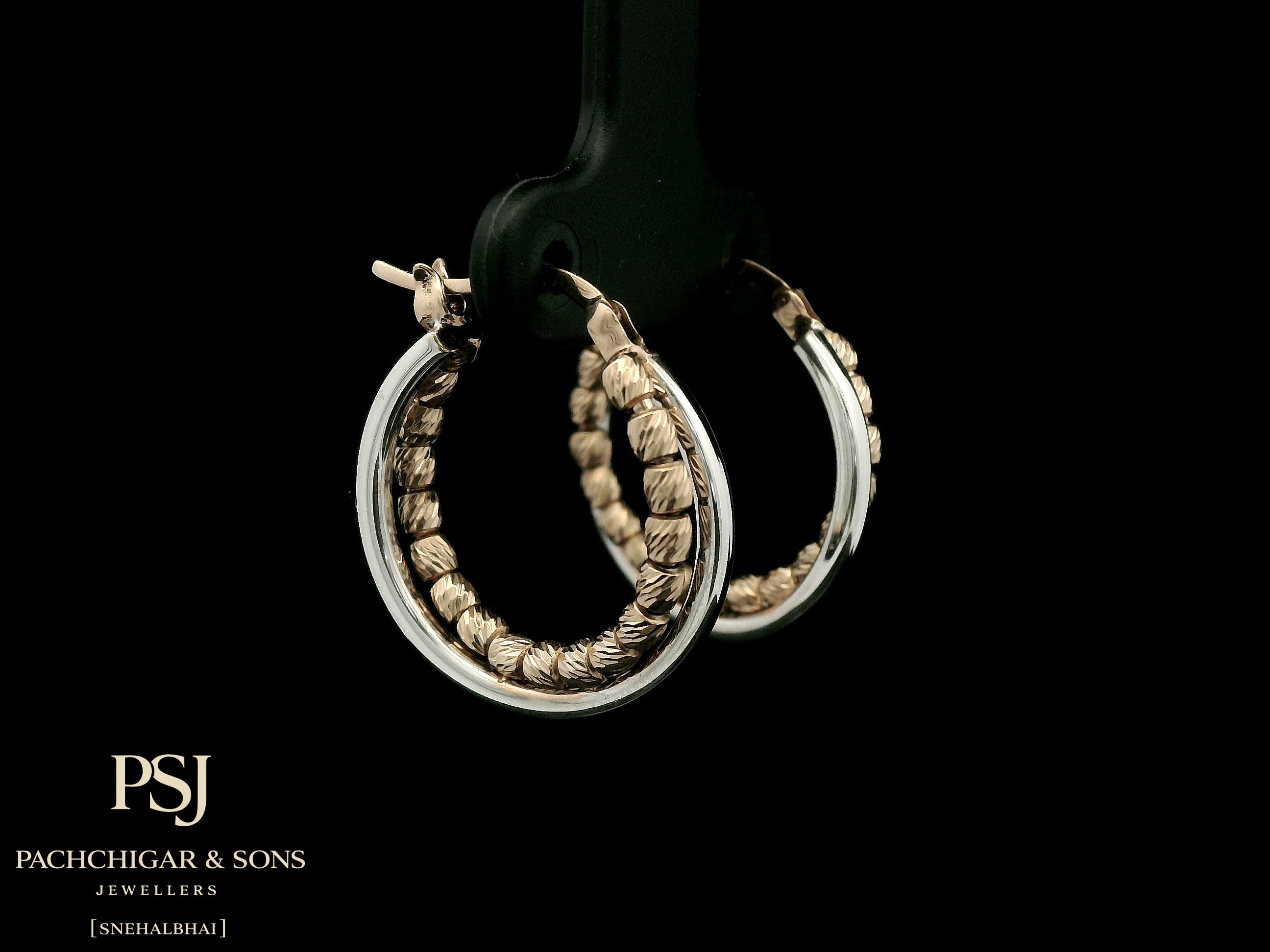 Textured Dual Tone Hoop Earrings